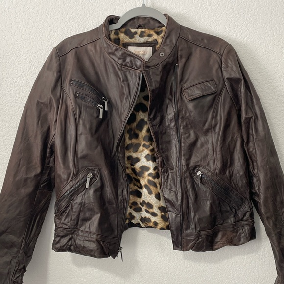 Laundry By Shelli Segal Women's Rich Brown Leather Jacket Size Large - Picture 6 of 6